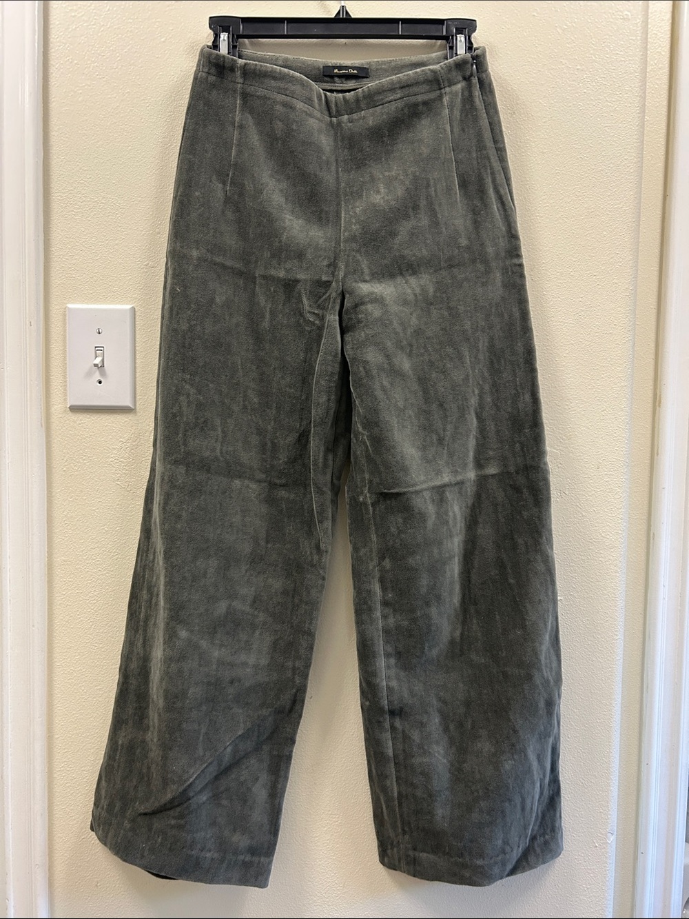 Massimo Dutti Dark Green Velvet Trousers